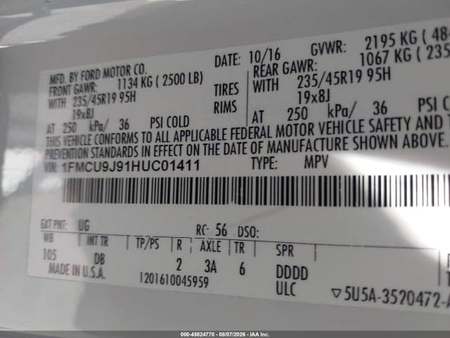 2017 FORD ESCAPE TITANIUM 9