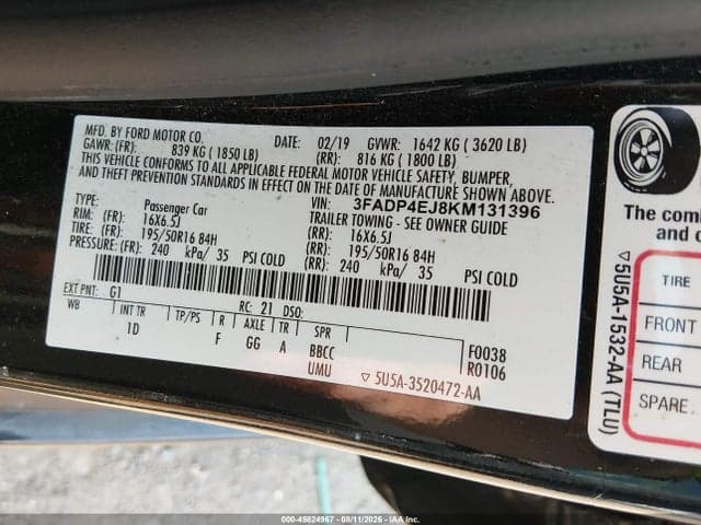 2019 FORD FIESTA SE 9