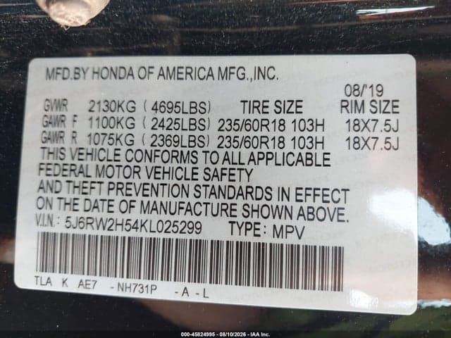 2019 HONDA CR-V EX 9