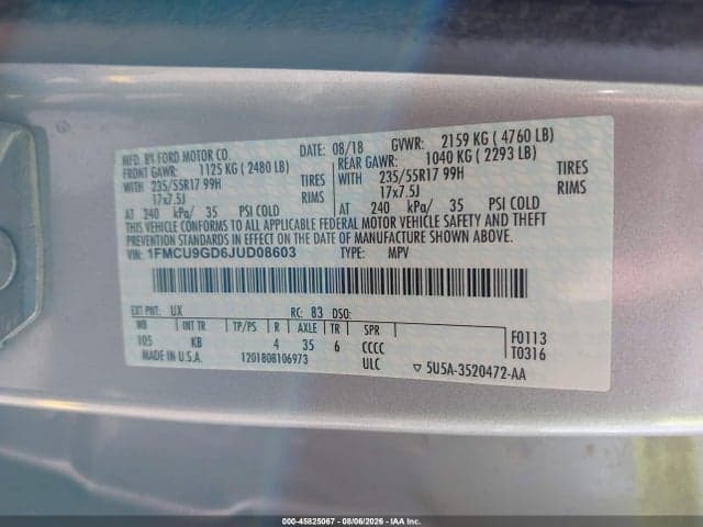 2018 FORD ESCAPE SE 9