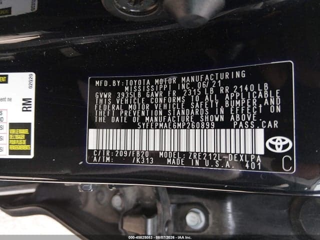 2021 TOYOTA COROLLA LE 8