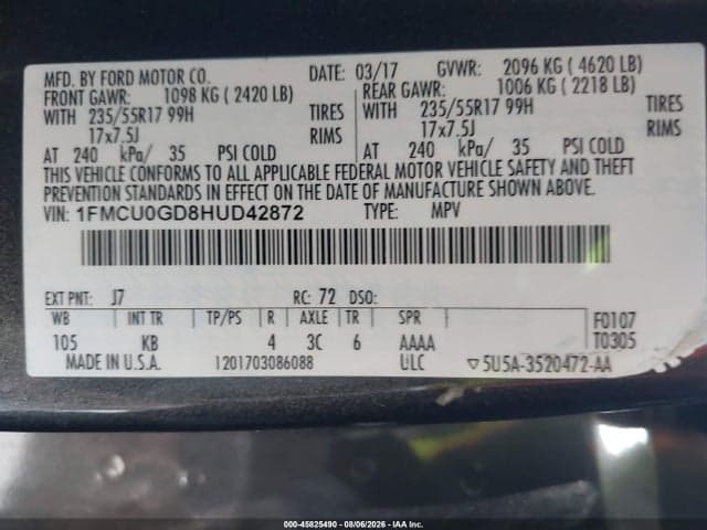 2017 FORD ESCAPE SE 9