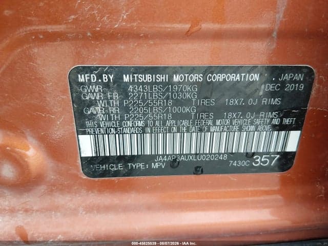 2020 MITSUBISHI OUTLANDER SPORT 2.0 BE/2.0 ES/2.0 SP 9