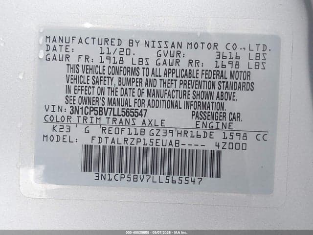 2020 NISSAN KICKS S XTRONIC CVT 9