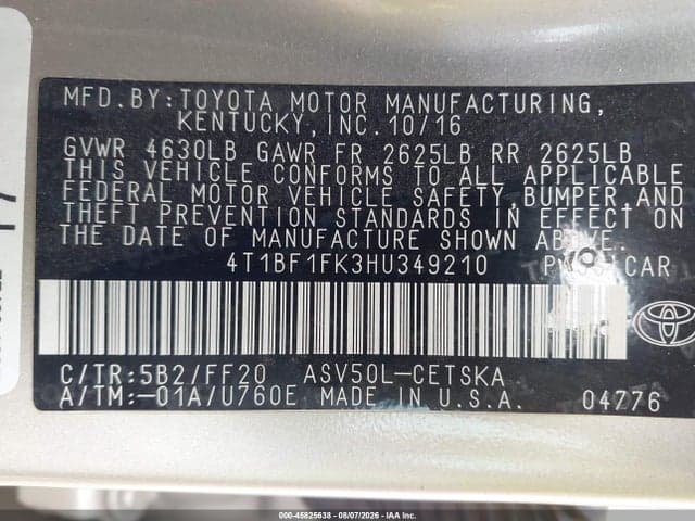 2017 TOYOTA CAMRY SE 9