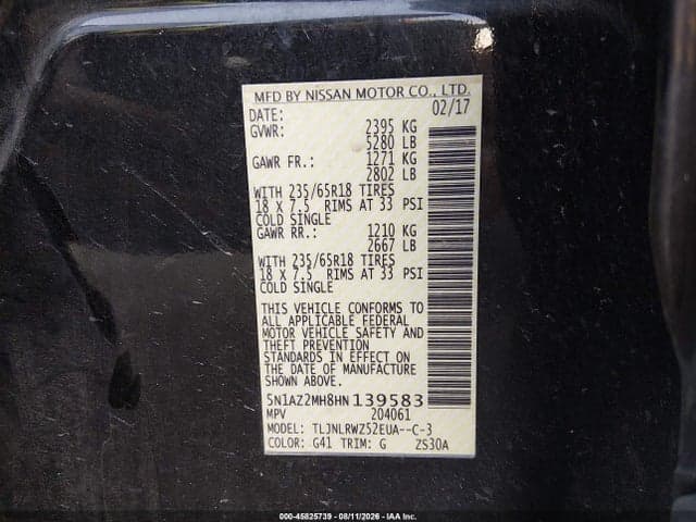 2017 NISSAN MURANO SL 9