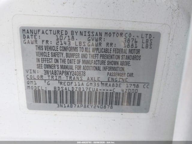 2019 NISSAN SENTRA SV 9