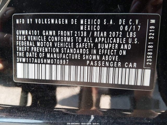 2017 VOLKSWAGEN GOLF TSI S 4-DOOR/TSI WOLFSBURG EDITION 4-DOOR 9
