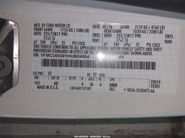2017 FORD ESCAPE SE 9