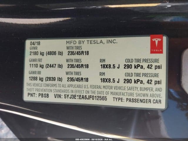 2018 TESLA MODEL 3 LONG RANGE/MID RANGE 9