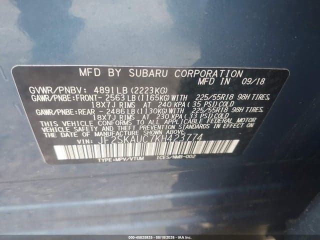 2019 SUBARU FORESTER LIMITED 9