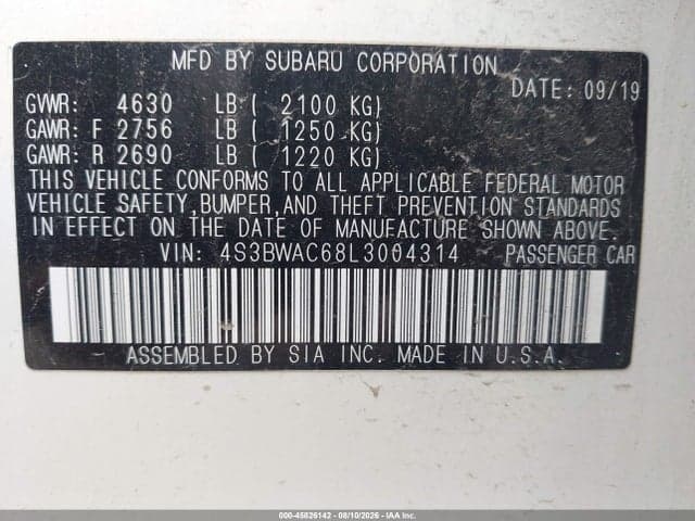 2020 SUBARU LEGACY PREMIUM 9