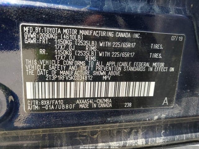 2019 TOYOTA RAV4 XLE 9