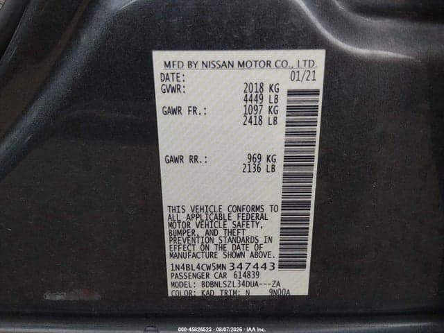 2021 NISSAN ALTIMA SR INTELLIGENT AWD 9