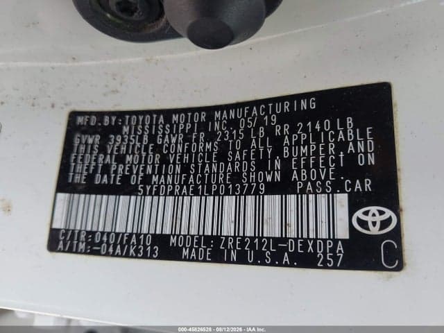 2020 TOYOTA COROLLA L 9
