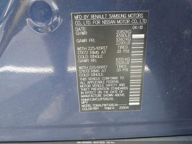 2018 NISSAN ROGUE S 9