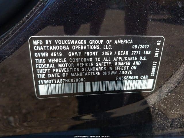 2017 VOLKSWAGEN PASSAT 1.8T SE 9
