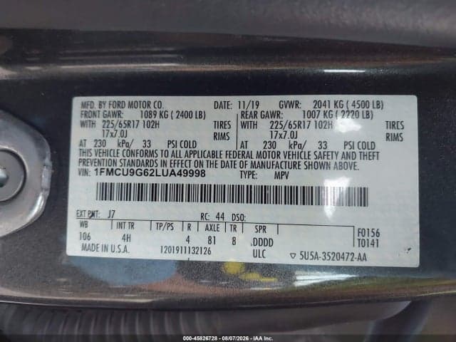 2020 FORD ESCAPE SE 9