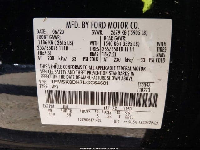 2020 FORD EXPLORER XLT 9