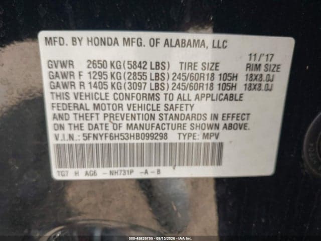 2017 HONDA PILOT EX-L 9