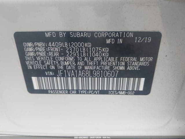 2020 SUBARU WRX 9