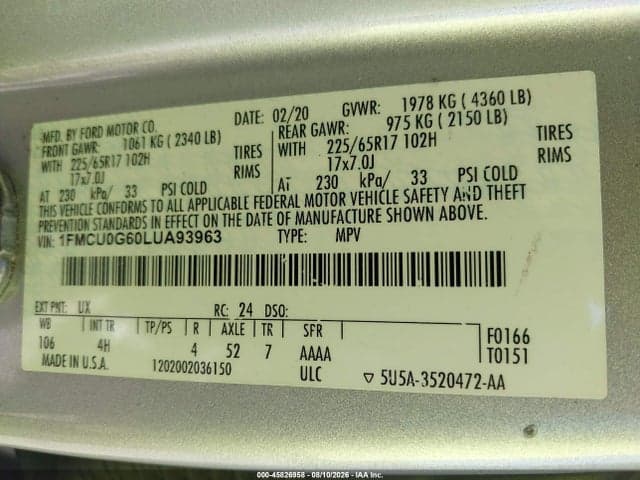 2020 FORD ESCAPE SE 9