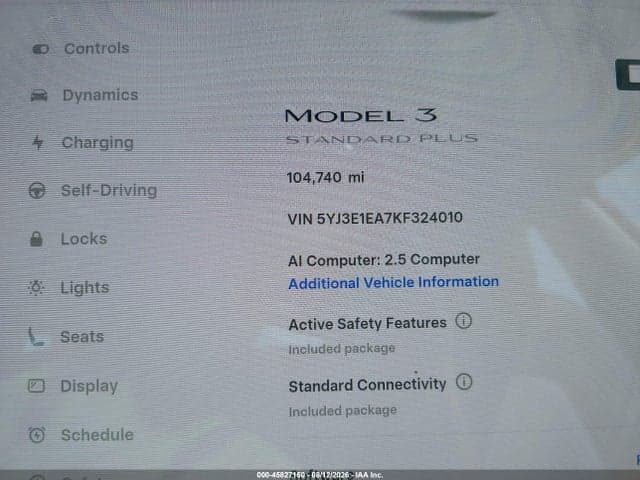 2019 TESLA MODEL 3 LONG RANGE/MID RANGE/STANDARD RANGE/STANDARD RANGE PLUS 7