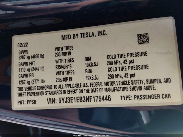 2022 TESLA MODEL 3 LONG RANGE DUAL MOTOR ALL-WHEEL DRIVE 9