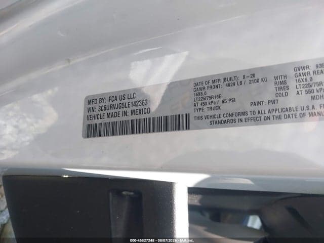 2020 RAM PROMASTER 3500 CARGO VAN HIGH ROOF 159 WB EXT 9