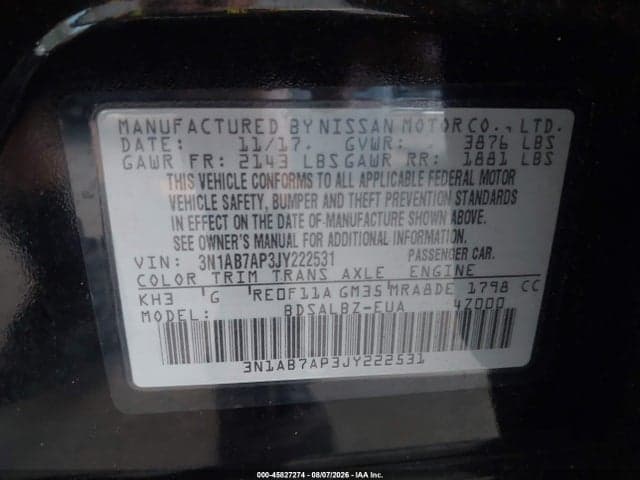 2018 NISSAN SENTRA S 9