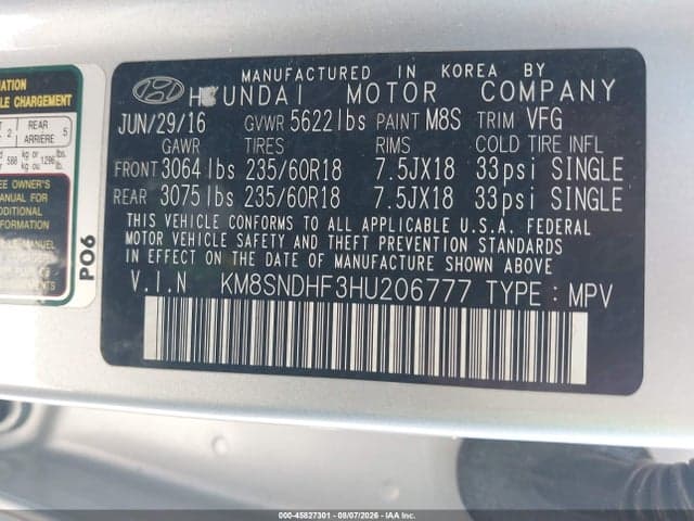 2017 HYUNDAI SANTA FE SE 9