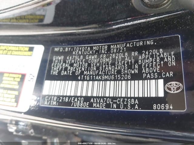2021 TOYOTA CAMRY SE 9