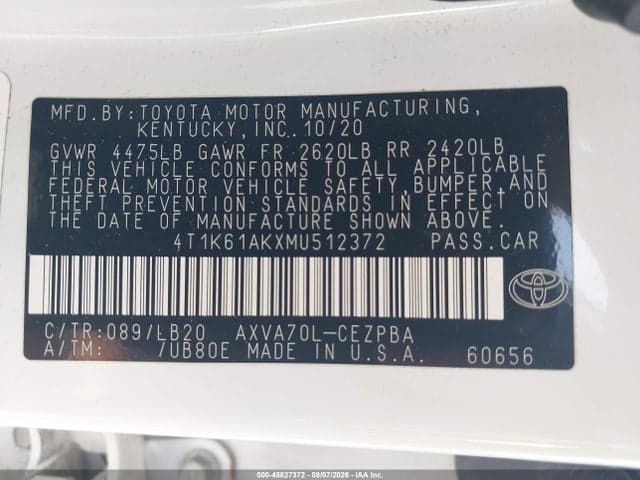 2021 TOYOTA CAMRY XSE 9