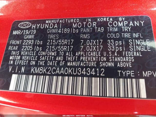 2019 HYUNDAI KONA SEL 9