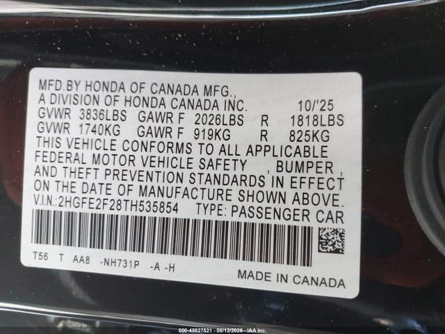 2026 HONDA CIVIC LX 9