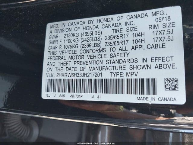 2018 HONDA CR-V LX 9