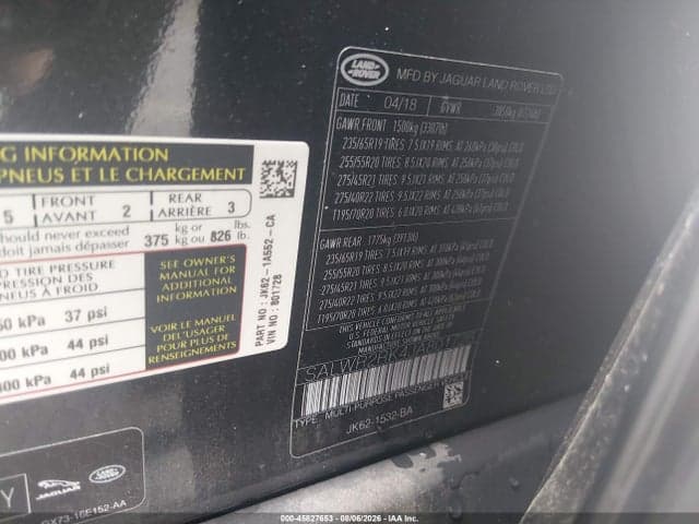 2018 LAND ROVER RANGE ROVER SPORT HSE TD6 9