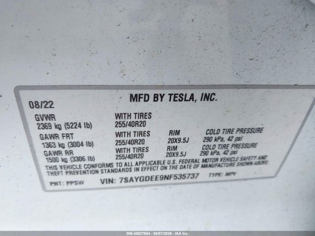 2022 TESLA MODEL Y LONG RANGE DUAL MOTOR ALL-WHEEL DRIVE 9