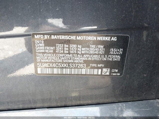 2019 BMW X7 XDRIVE50I 9