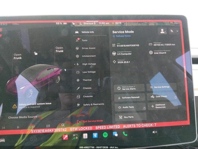 2019 TESLA MODEL 3 LONG RANGE/MID RANGE/STANDARD RANGE/STANDARD RANGE PLUS 7
