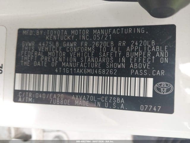 2021 TOYOTA CAMRY SE 9