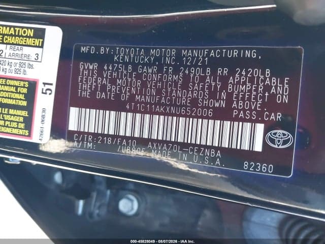 2022 TOYOTA CAMRY LE 9