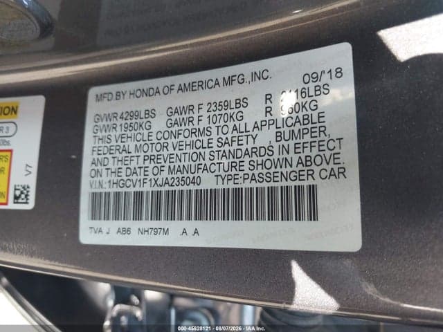 2018 HONDA ACCORD LX 9