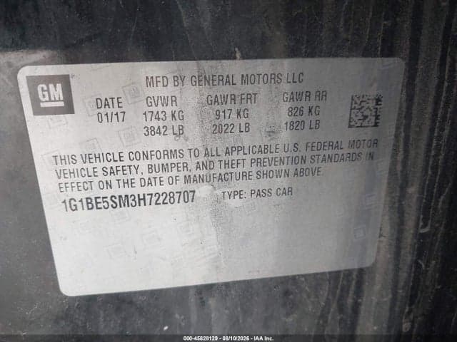 2017 CHEVROLET CRUZE LT AUTO 9