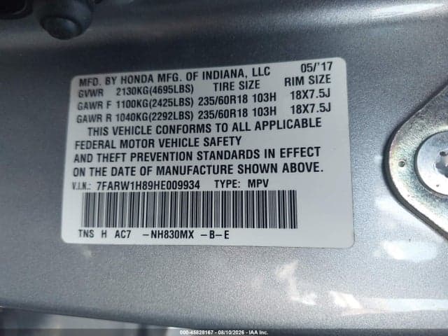 2017 HONDA CR-V 9