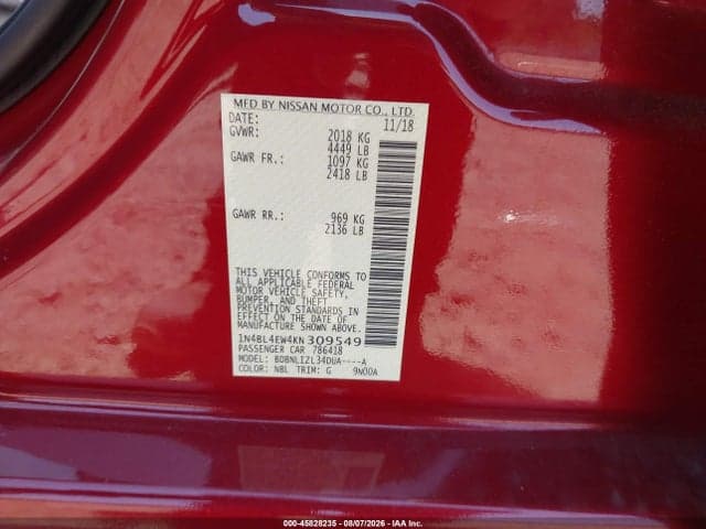 2019 NISSAN ALTIMA 2.5 SL 9