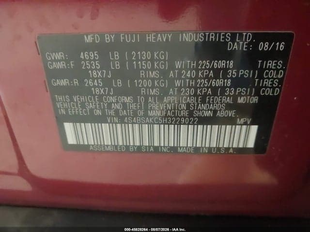 2017 SUBARU OUTBACK 2.5I LIMITED 9