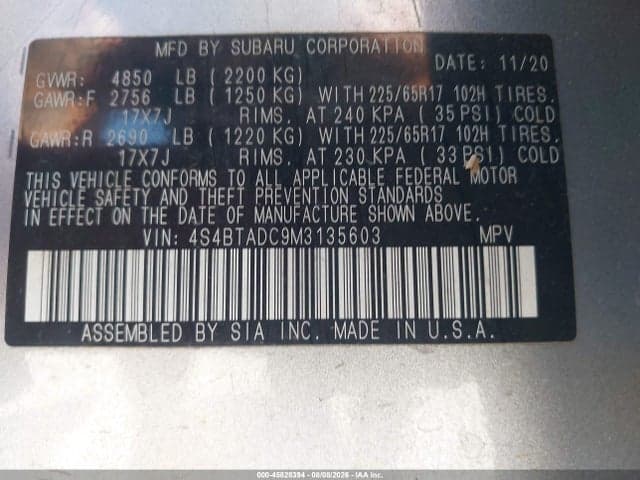 2021 SUBARU OUTBACK PREMIUM 9
