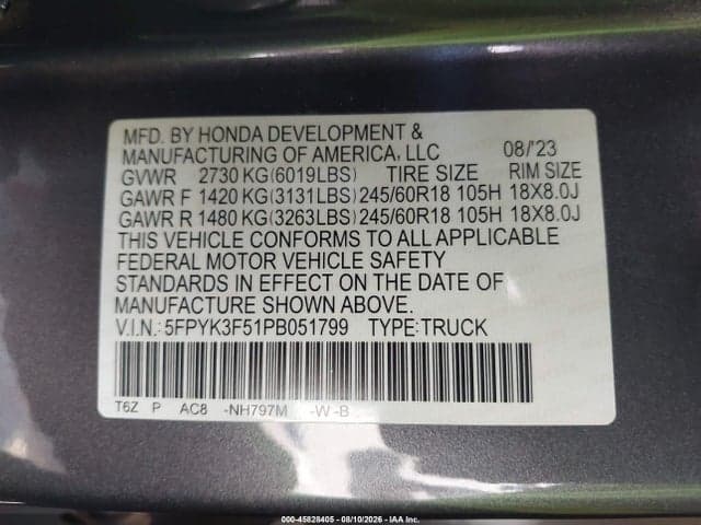 2023 HONDA RIDGELINE RTL 9