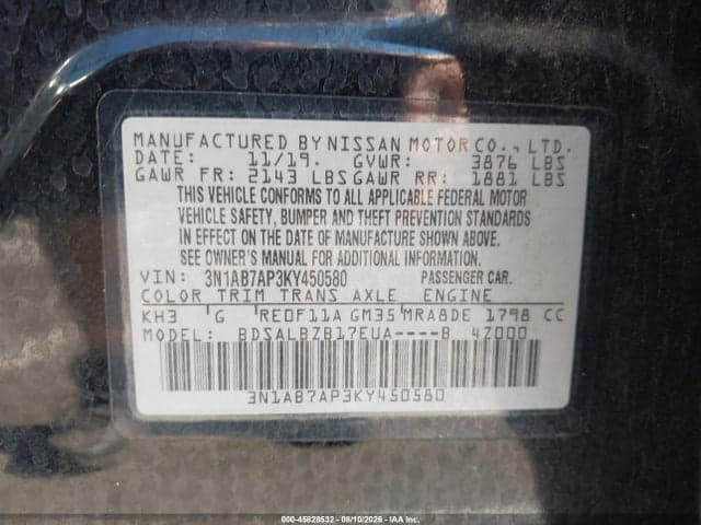 2019 NISSAN SENTRA S 9